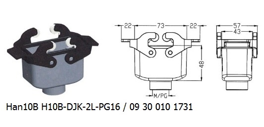 Han 10B H10B-DJK-2L-PG16 09 30 010 1731 Hood Cable to cable with levers OUKERUI Harting ILME Heavy duty connector.jpg